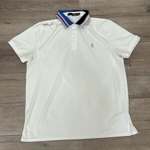 Ralph Lauren White Polo Shirt with Multicolor Collar